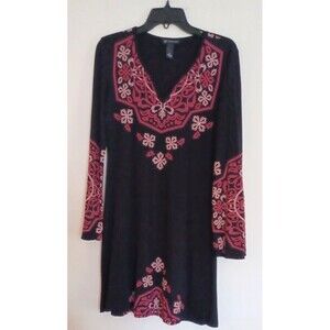 I-N-C International Concepts Dress XS Black Long Sleeves Embellished Boho Chic